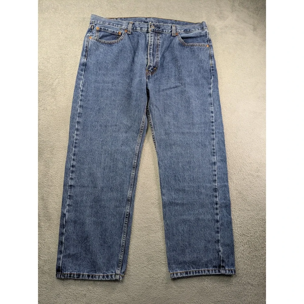 Levis 505 Regular Fit Straight Leg Blue Denim Jeans Mens 40x29 Medium Wash